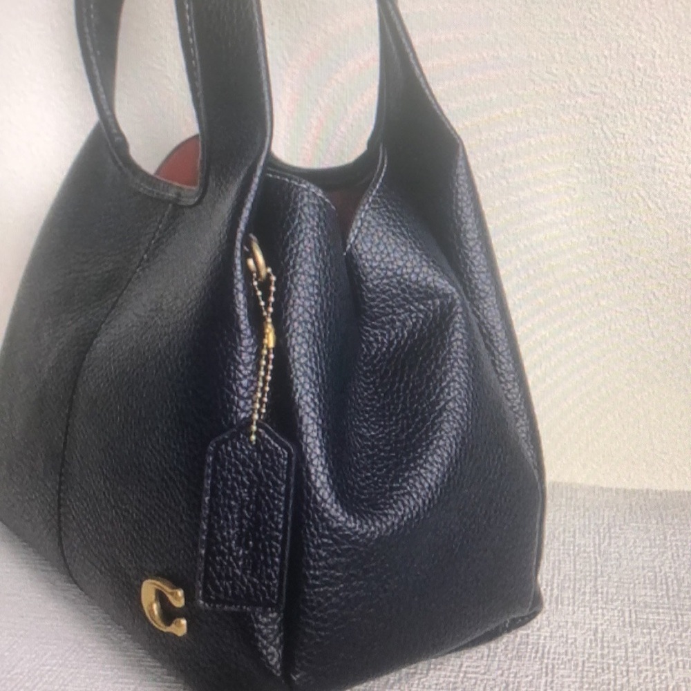 Coach Black Pebbled Leather Top-Handle Bag with Gold Hardware - Picture 4 of 5